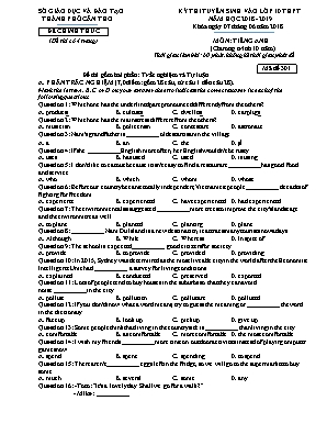 Đề thi tuyển sinh vào Lớp 10 THPT môn Tiếng Anh - Mã đề 301 - Năm học 2018-2019 - Sở giáo dục và đào tạo Cần Thơ